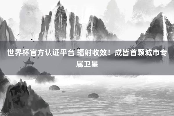 世界杯官方認證平臺 輻射收效！成皆首顆城市專屬衛星