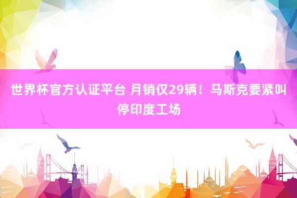 世界杯官方認證平臺 月銷僅29輛！馬斯克要緊叫停印度工場