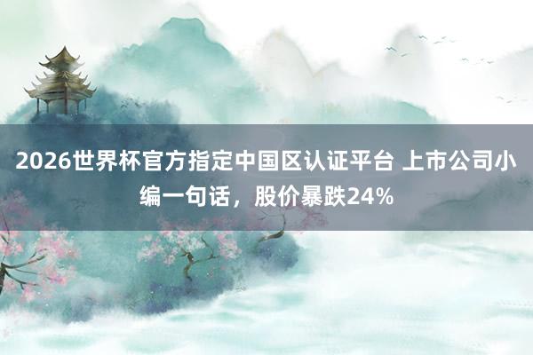 2026世界杯官方指定中國(guó)區(qū)認(rèn)證平臺(tái) 上市公司小編一句話(huà)，股價(jià)暴跌24%