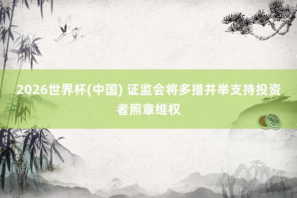 2026世界杯(中國(guó)) 證監(jiān)會(huì)將多措并舉支持投資者照章維權(quán)