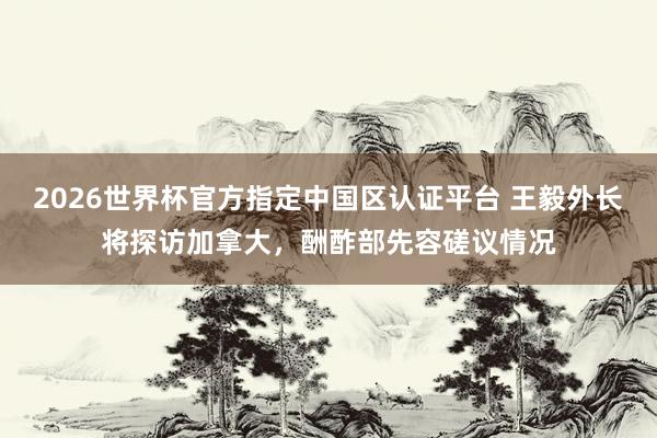 2026世界杯官方指定中國區認證平臺 王毅外長將探訪加拿大，酬酢部先容磋議情況