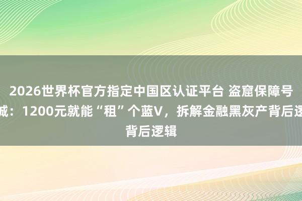 2026世界杯官方指定中國(guó)區(qū)認(rèn)證平臺(tái) 盜窟保障號(hào)圍城：1200元就能“租”個(gè)藍(lán)V，拆解金融黑灰產(chǎn)背后邏輯
