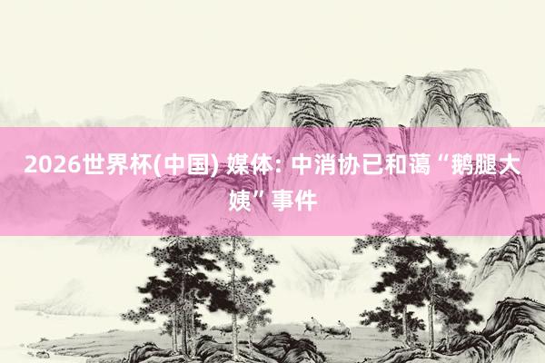 2026世界杯(中國) 媒體: 中消協已和藹“鵝腿大姨”事件